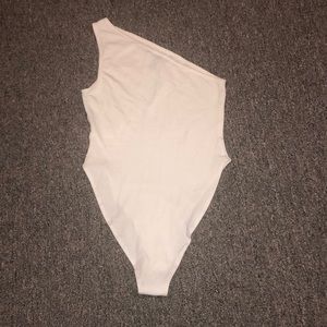 White one shoulder bodysuit
